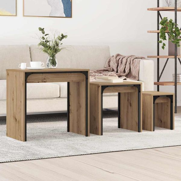 vidaXL Konferenčný stolík 3 pcs Remeselný dub Kompozitné drevo