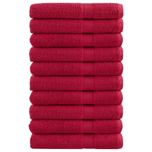 vidaXL Prémiové uteráky SOLUND 10 ks červené 100x200cm 600 g/m2