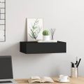 vidaXL Nástenná zásuvková polica čierna 40x23,5x10 cm MDF