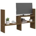 vidaXL Stojan na monitor medový (39-72)x17x43 cm masívna borovica