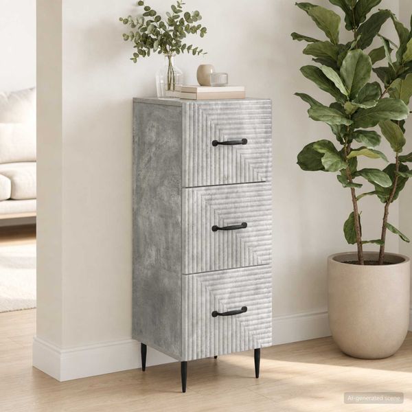 vidaXL Zásuvkový kabinet Betónovo sivá 33 x 34,5 x 89,5 cm