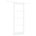 vidaXL Posuvné dvere 83 x 211 cm Masívne borovicové drevo a sklo Biela