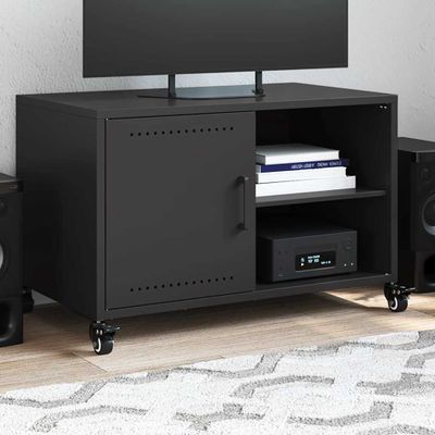 vidaXL TV skrinka čierna 68x39x43,5 cm oceľ
