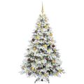 vidaXL Umelý vianočný stromček s 300 LED-i Biela 180 cm PE a PVC
