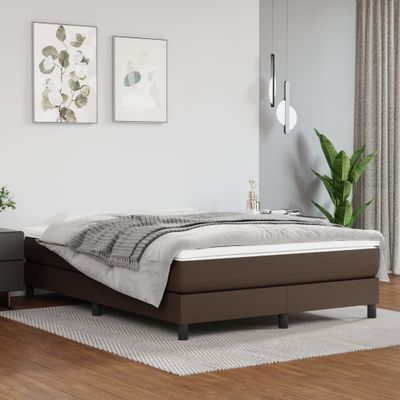 vidaXL Posteľný rám s boxspringom hnedý 140x200 cm umelá koža