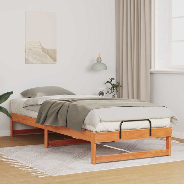 vidaXL Rám postele Hnedá 100 x 220 cm Masívne borovicové drevo