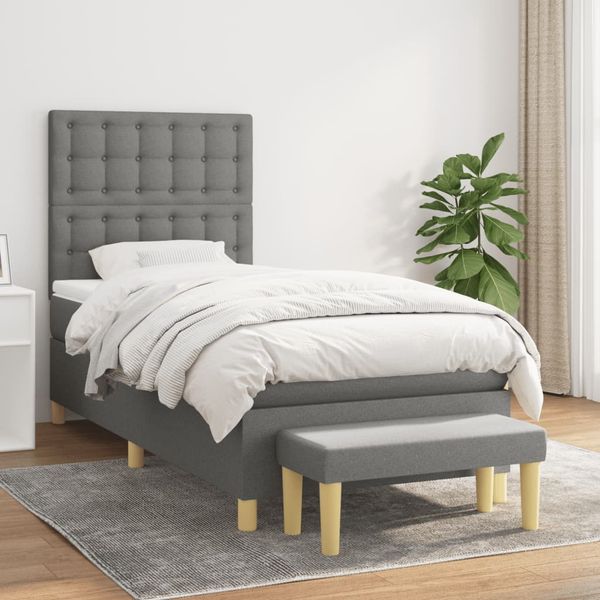 vidaXL Boxspring posteľ s matracom tmavosivá 90x190 cm látka