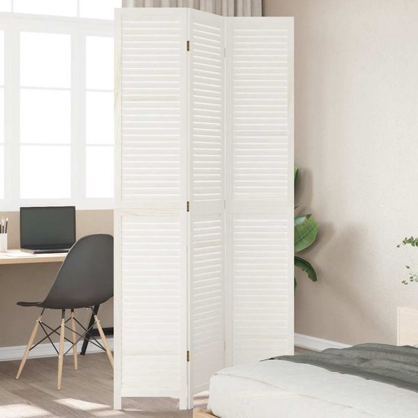 vidaXL Paraván 3 panely biely masívne drevo paulovnie