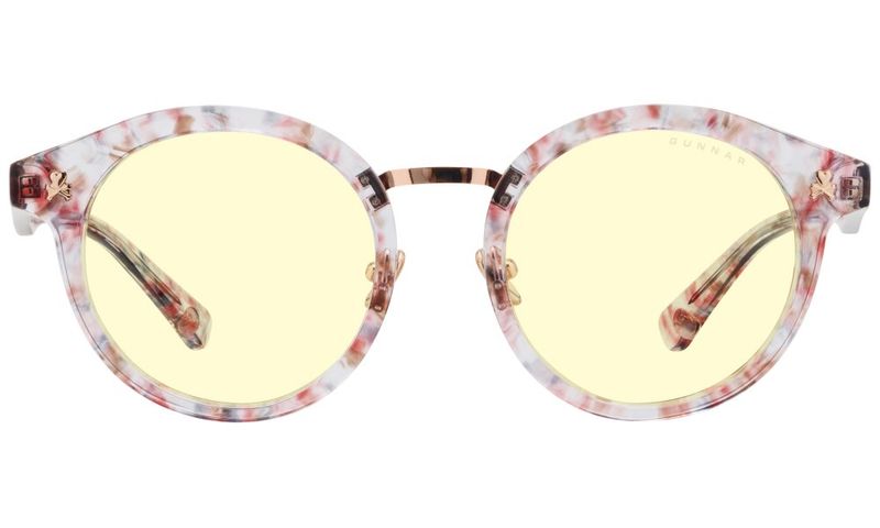 GUNNAR kancelářske/herní brýle FLOWER POWER PRETTY IN PINK * jantárová skla * BLF 65 * GUNNAR focus Brýle, kancelárské, herní, bílo-ružové obroucky, jantarová skla