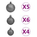 vidaXL 60-dielna sada vianočných gúľ so špicom a 150 LED bielo-sivá