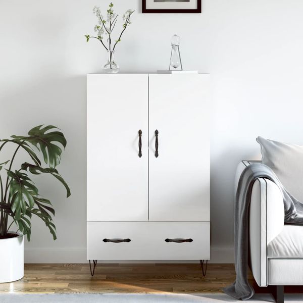 vidaXL Vysoká skrinka lesklá biela 69,5x31x115 cm kompozitné drevo