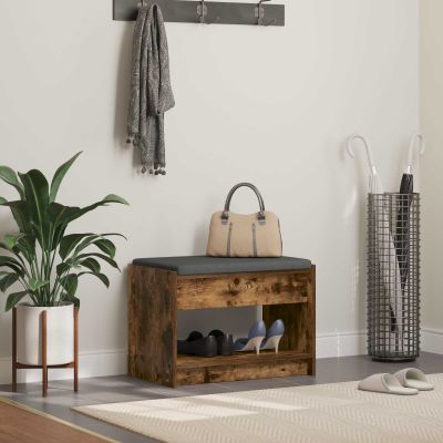 vidaXL Predsieňová lavica s vankúšom Údený Dub 63 x 38 x 45 cm