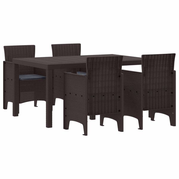 vidaXL Záhradný jedálenský set 5 pcs Hnedá Polt ratan