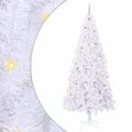 vidaXL Umelý vianočný stromček s 300 LED-i Biela 240 cm PVC a oceľ