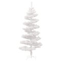 vidaXL Špirálový osvetlený vianočný stromček+stojan, biely 150 cm, PVC