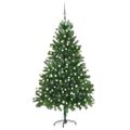 vidaXL Osvetlený umelý vianočný stromček s guľami 210 cm, zelený