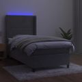 vidaXL Posteľ boxsping s matracom a LED bledosivá 90x190 cm zamat
