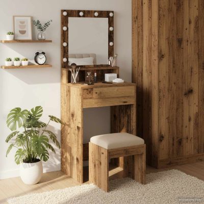 vidaXL Toaletný stolík Staré drevo 50 x 41 x 135 cm Kompozitné drevo