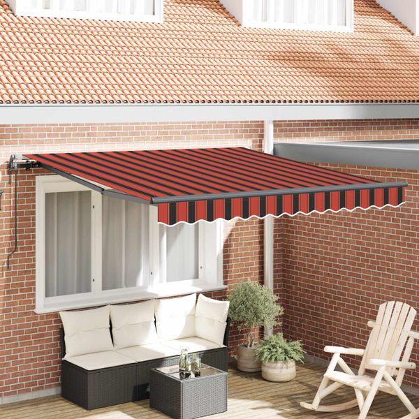 vidaXL Sklopná markíza Červená a čierna 350 x 250 cm Tkanina a hliník