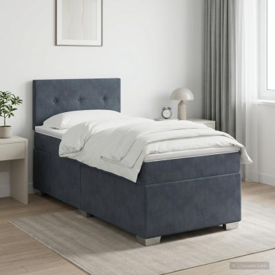 vidaXL Posteľ boxspring s matracom Tmavosivá 100 x 200 cm Zamat