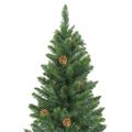 vidaXL Osvetlený umelý vianočný stromček s guľami, zelený 210 cm
