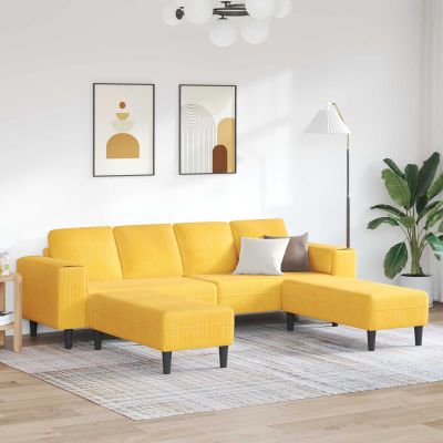 vidaXL Pohovka Svetložltá 250 x 188 x 76 cm Kordúrová tkanina
