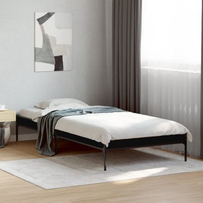 vidaXL Posteľný rám čierny 75x190 cm kompozitné drevo a kov