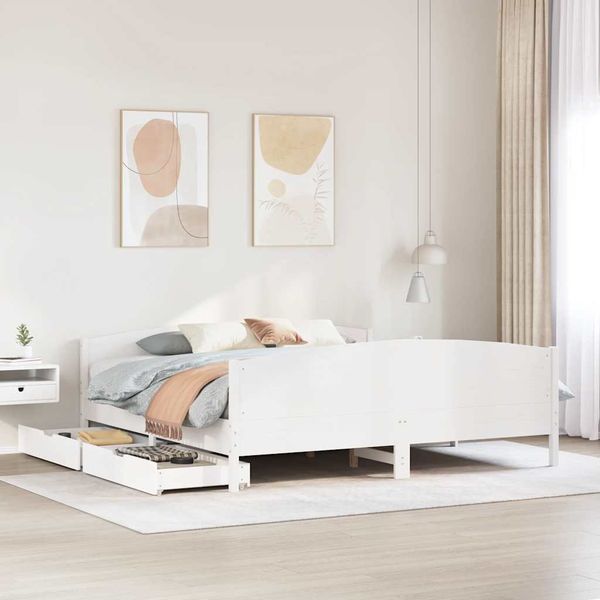 vidaXL Posteľ bez matraca biela 180x200 cm masívna borovica