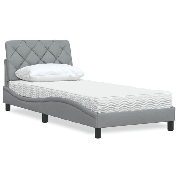 vidaXL Posteľ s matracom bledosivá 90x200 cm látka