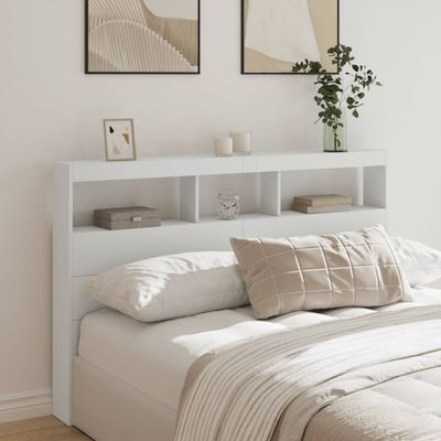 vidaXL Skrinka na čelo postele s LED biela 160x17x102 cm