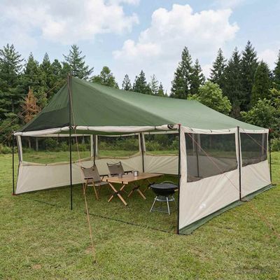 vidaXL Rodinný stan Zelená 600 x 400 x 268 cm Polyester a oceľ