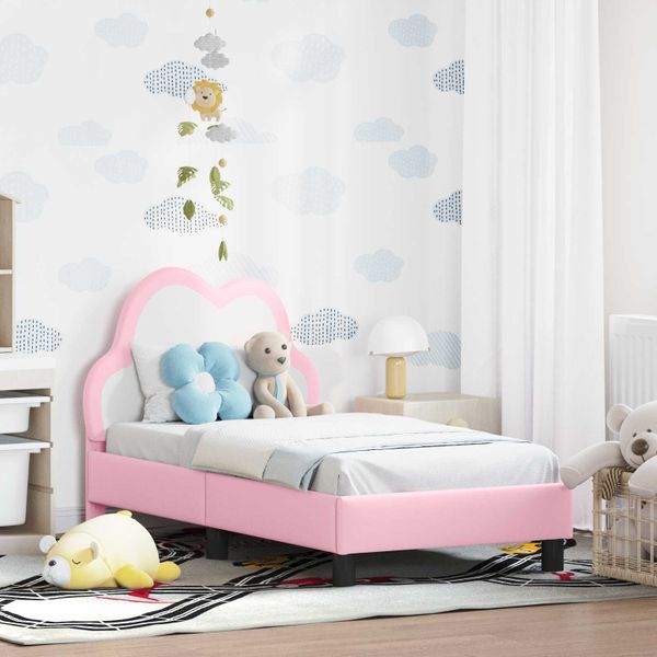 vidaXL Rám detskej postele s čelom Ružová 70 x 140 cm PU