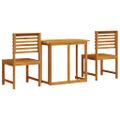 vidaXL Záhradný bistro set 3 ks Hnedá Pevné akáciové drevo