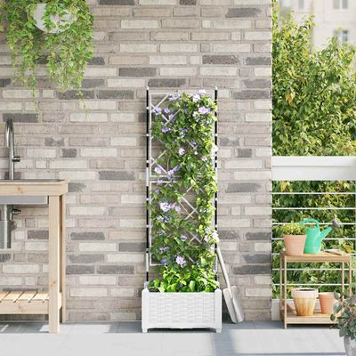 vidaXL Záhradný kvetináč Biely 40 x 40 x 125,5 cm Plast