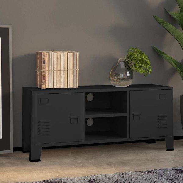 vidaXL Industriálna TV skrinka čierna 105x35x42 cm kovová