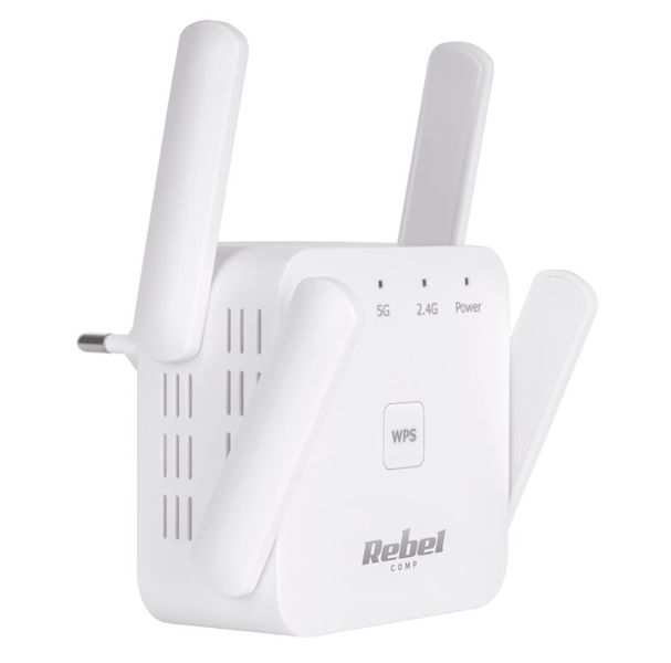 WiFi extender sieťový zosilňovač 2,4+5 GHz Rebel KOM1032 WiFi extender síťový zesilovač 2,4+5 GHz Rebel KOM1032