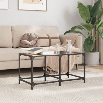 vidaXL Konferenčný stolík čierna sklenená doska 78,5x40x40 cm oceľ