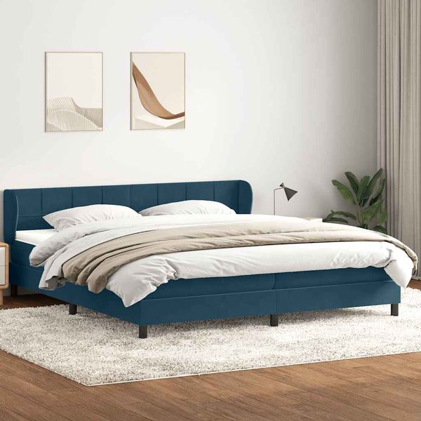 vidaXL Posteľný rám boxsping s matracmi tmavomodrá 200x220 cm zamat