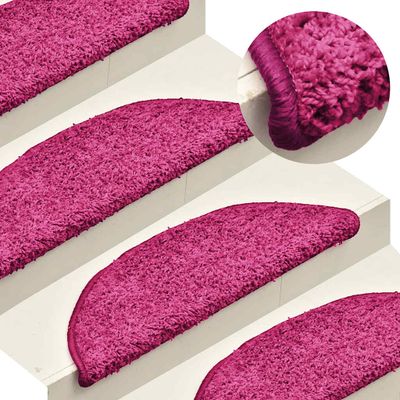 vidaXL Schodové rohože 15 ks 56x17x3 cm ružové polkruhové
