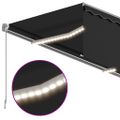 vidaXL Ručne zaťahovacia markíza s tienidlom a LED 4x3 m antracitová