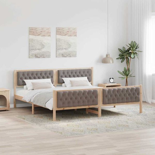 vidaXL Rám postele Sivohnedá 200 x 200 cm Masívne borovicové drevo