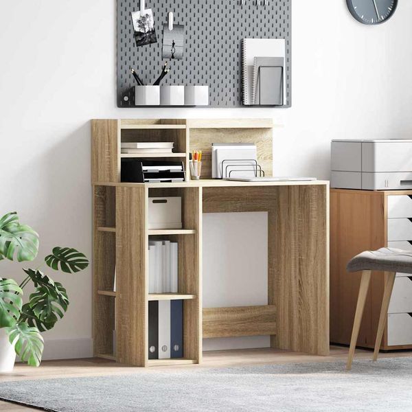vidaXL Stôl s poličkou Sonoma dub 90 x 48 x 101,5 cm Kompozitné drevo
