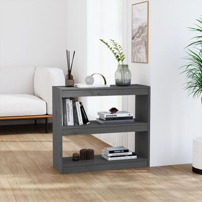 vidaXL Knižnica/deliaca stena sivá 80x30x71,5 cm masívna borovica