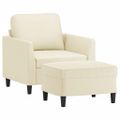 VidaXL Kreslo s podnožkou krémové 60 cm umelá koža