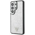 Puzdro Guess Fixed Glitter Triangle MagSafe pre Samsung Galaxy S26 Ultra strieborné