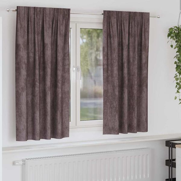 vidaXL Sametové závesy so záclonami 2 pcs Hnedá 175 x 140 cm Zamat