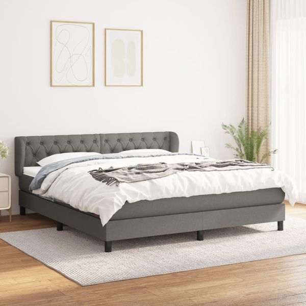 vidaXL Boxspring posteľ s matracom tmavosivá 160x200 cm látka