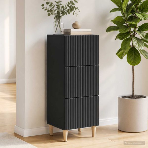 vidaXL Zásuvkový kabinet Čierna 33 x 34,5 x 90 cm Kompozitné drevo