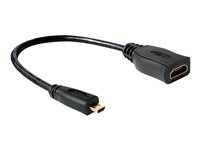 HDMI adaptér - 19 pin micro HDMI Type D s pinmi (samec) do HDMI so zdierkami (samica) - 23 cm - čierna