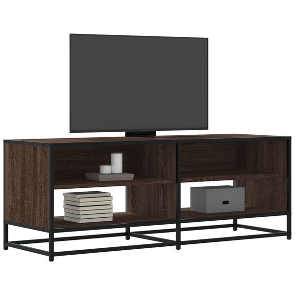vidaXL TV skrinka hnedý dub 120,5x40x46 cm kompozitné drevo a kov